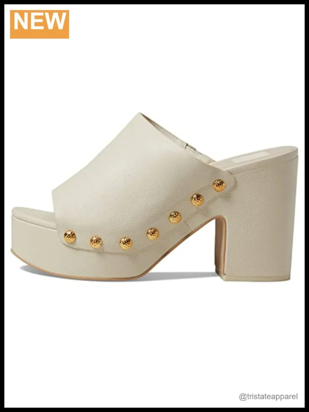 Platform Sandal Off White Leather Slip On Block Heel Wedding